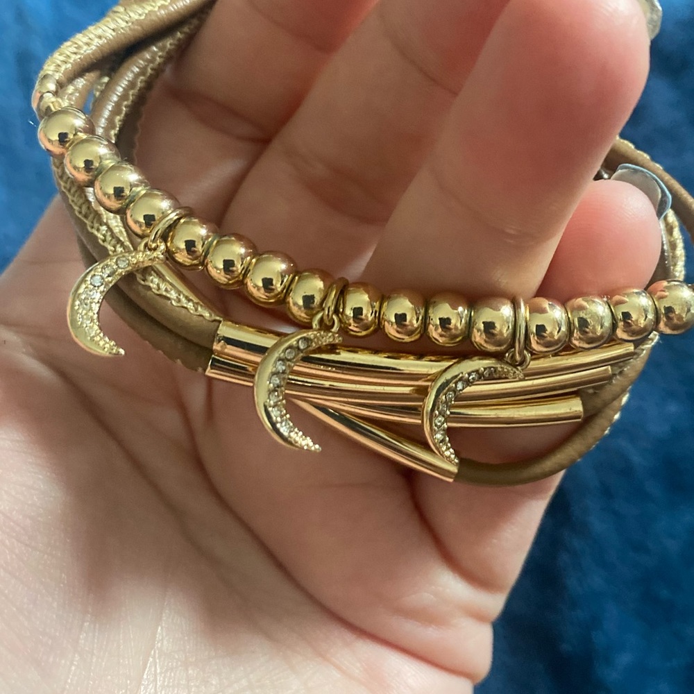 Layered cord bracelet the moon charms